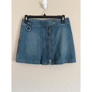 Vintage Y2K Joie Womens 2 Denim Mini Skirt Double Zip Alt Edgy Grunge‎ Cyber